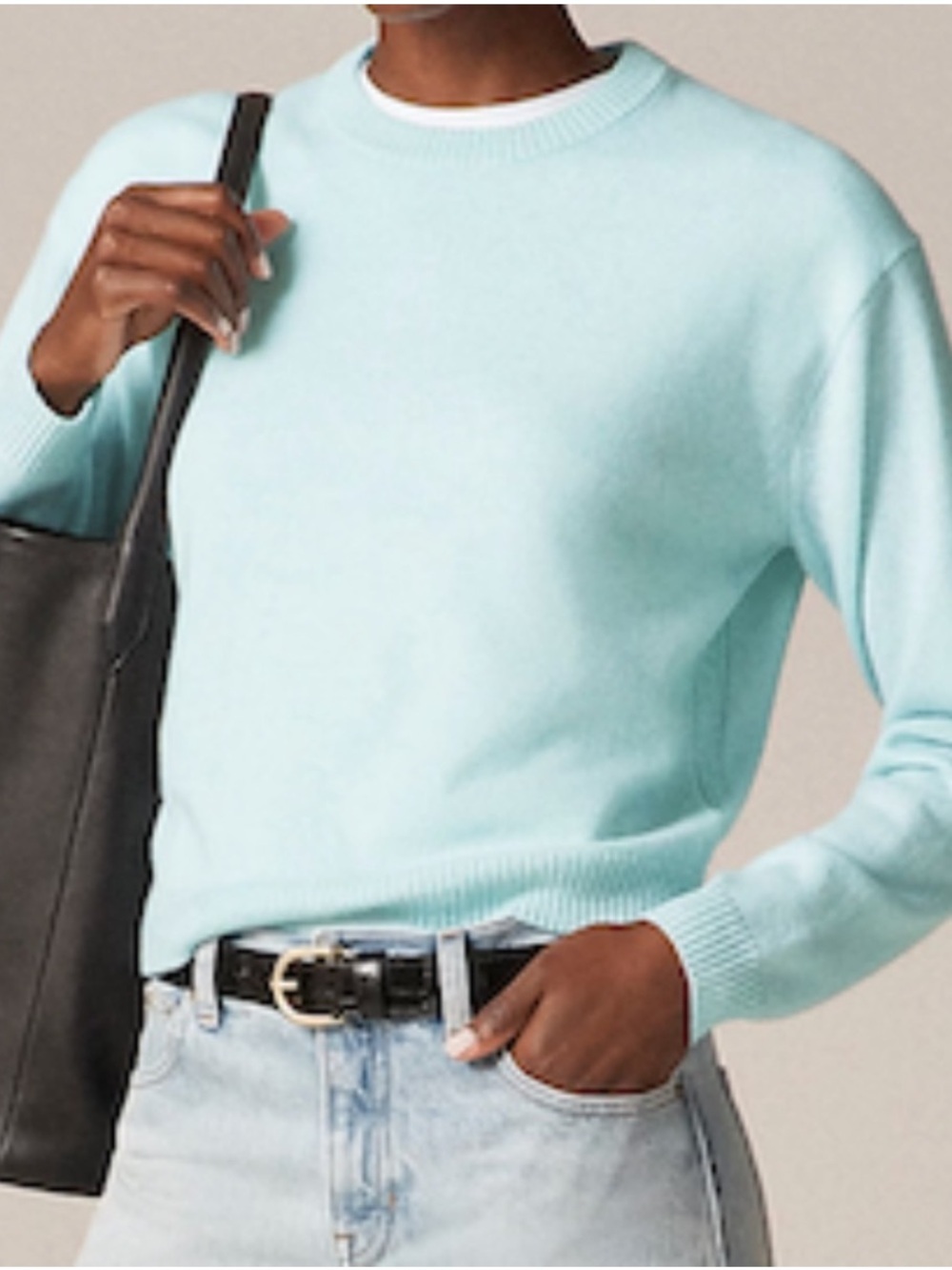 NEW J. Crew Perfect Cashmere Crewneck Sweater in Heather Aqua Small CN259 $168